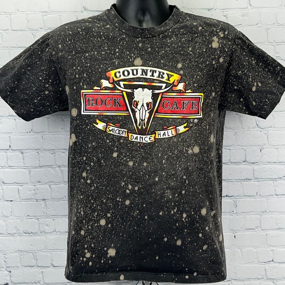 Vintage 90s Country Rock Cafe Bull Skull Western T Shirt Single Stitch Black M